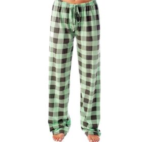 Women's Stretch Plaid Casual Pants With Pockets (Option: Light Green-XL)