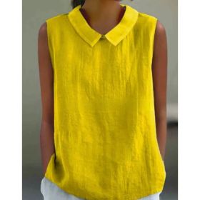 Artistic Womens Black Sleeveless Loose-fitting Top With A Collar (Option: Yellow-S)