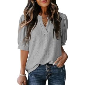 Women's Summer Business Casual Blouse V-neck Short Sleeve Shirt (Option: Style2-M)