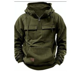 Men's Solid Color Casual Sweatshirt (Option: Military Green-3XL)