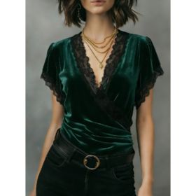 Polyester Women's Short Sleeved Shirt (Option: Green-M)
