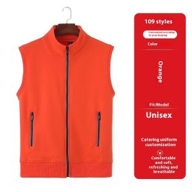 Vest Overalls Printing Net Coffee Catering Supermarket Volunteers (Option: 109 Style Orange-XL)