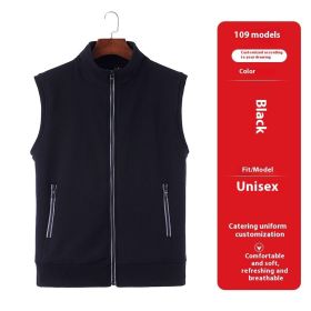 Vest Overalls Printing Net Coffee Catering Supermarket Volunteers (Option: 109 Style Black-XL)