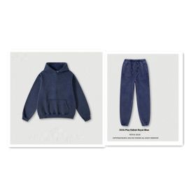 Men's Fashion Retro Velvet Padded Hooded Sweatshirt (Option: Royal Blue-XL-Suit)