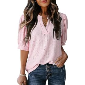 Women's Summer Business Casual Blouse V-neck Short Sleeve Shirt (Option: Style4-M)
