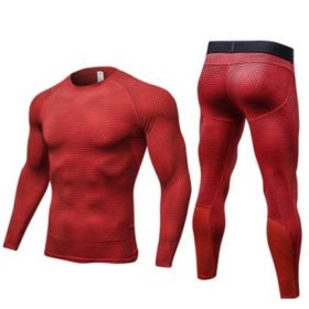 Men's Casual And Comfortable Compression Muscle Gym Shorts (Option: Red-S-Long)