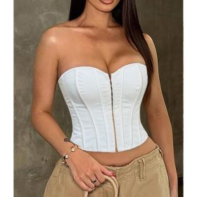 Sexy Strapless Corset For Women, Lace Up Backless Crop Tube, Going Out Bandeau Top (Option: M)