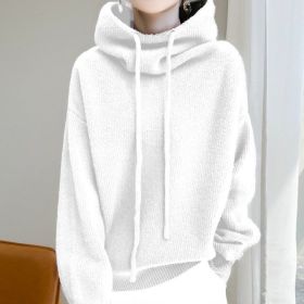 Women's Sweater Thicken Lazy Style All-match Long-sleeved Autumn Winter Warm Casual Sweater For Women (Option: White-M)