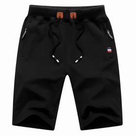 Men's Shorts Casual Classic Fit Drawstring Summer Beach Shorts With Elastic Waist And Pockets (Option: Black-M)