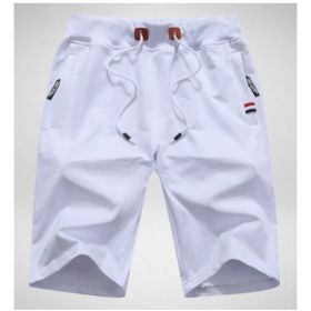 Men's Shorts Casual Classic Fit Drawstring Summer Beach Shorts With Elastic Waist And Pockets (Option: White-2XL)