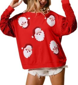 European And American Women's Clothing Christmas Long-sleeved Sweater (Option: Red-S)