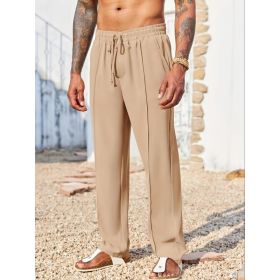 Slacks, Trendy Slacks, Men's Trousers, Men's Trousers, Long Pants, Straight Pants, Corduroy Slacks, Corsets, Anti-wrinkle Slacks, Cropped Pants, (Option: Beige-M)
