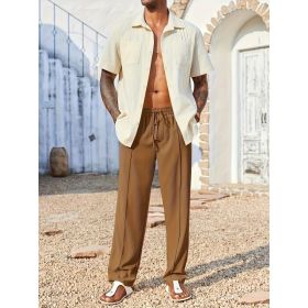 Slacks, Trendy Slacks, Men's Trousers, Men's Trousers, Long Pants, Straight Pants, Corduroy Slacks, Corsets, Anti-wrinkle Slacks, Cropped Pants, (Option: Brown-M)