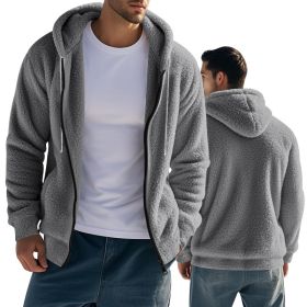 Loose Cardigan Casual Hooded Jacket Sweater Men (Option: Gray-S)
