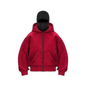 New European And American Autumn Spring Hooded Loose Cardigan Baseball Uniform Men (Option: Red-L)