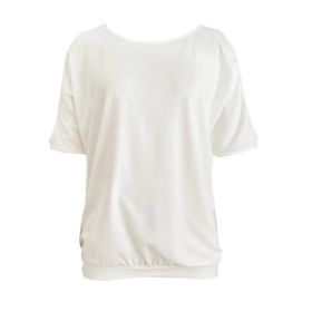 Spring And Summer New Solid Color Round Neck T-shirt Casual Hollow Out Shoulder White Short Sleeve Top (Option: M)