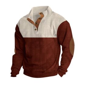 Spring And Autumn New Men's Stand-up Base Shirt Casual Sports Pullover (Option: Purplish Red-S)
