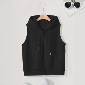 Women's Sleeveless Slim-fit Cardigan Zip Sweater (Option: Black-4XL)