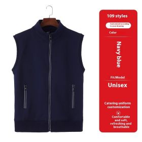 Vest Overalls Printing Net Coffee Catering Supermarket Volunteers (Option: 109 Models Navy Blue-L)