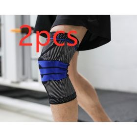 Sports Running Fitness Protection Knee Pads Brace Strap (Option: Black blue anti slip2-XL)