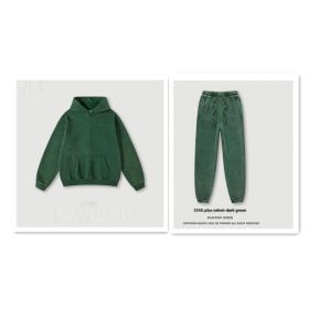 Men's Fashion Retro Velvet Padded Hooded Sweatshirt (Option: Dark Green-XXL-Suit)