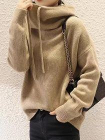 Women's Sweater Thicken Lazy Style All-match Long-sleeved Autumn Winter Warm Casual Sweater For Women (Option: Camel color-S)