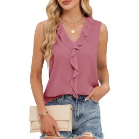 Women's Solid Color Summer Sleeveless Shirt (Option: Peach-XXL)