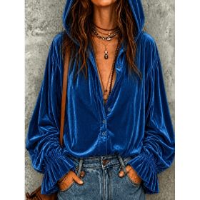 Loose Drawstring Hooded Sweatshirt (Option: Navy Blue-2XL)