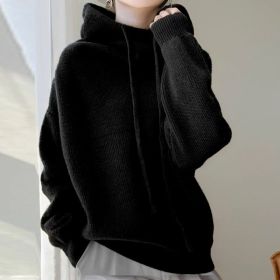 Women's Sweater Thicken Lazy Style All-match Long-sleeved Autumn Winter Warm Casual Sweater For Women (Option: Black-M)