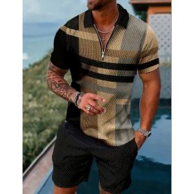 Polo Shirt Sports Short Sleeve Shorts Suit For Men (Option: Black oak-S)