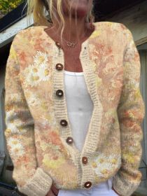 3D Digital Printing Cardigan Knitted Coat (Option: HWJ165908-L)
