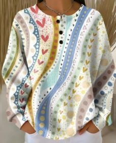 Round Neck Waffle Solid Color Pullover Loose Top (Option: Colorful-S)