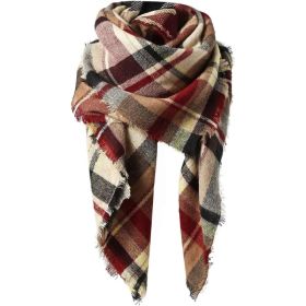 Winter Scarf For Women, Oversized Plaid Square Shawl Wrap 55x55 INCH Oversized Versatile Shawl Blanket, Ultra Soft Skin Friendly, Durable Lightwe (Option: MultiColor)