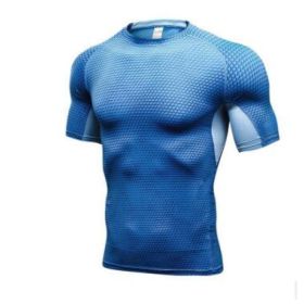 Men's Casual And Comfortable Compression Muscle Gym Shorts (Option: Blue-S-Clothes)