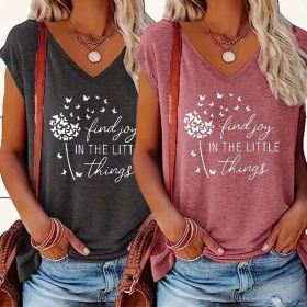 Women's 2-Pack Graphic Tees, Funny Print Short Sleeve Casual Summer Tops (Option: Dark Grey Pink-M)