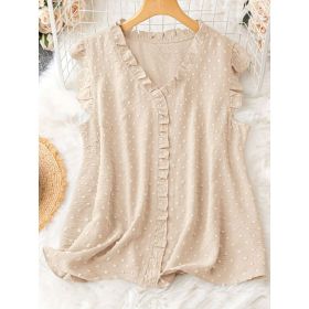 Loose-fitting Casual Vest With Short Sleeves (Option: Apricot-0XL)