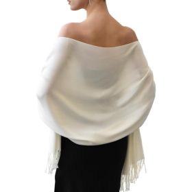 Womens Soft Shawl Wrap Scarf For Wedding Travel Buttery Soft Viscose Blend, Warm But Not Bulky, Premium High End Look, Perfect For Evening Dresse (Option: White)