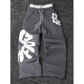 Womens And Mens Loose-fitting Straight-leg Sports Pants (Option: Dark gray-S)