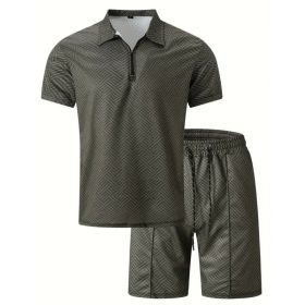 Polo Shirt Sports Short Sleeve Shorts Suit For Men (Option: Dark gray-S)