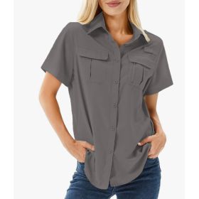 Multi-pocket Breathable UV-protective Lightweight Outdoor Shirt (Option: Dark gray-S)