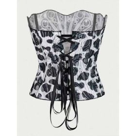 Sexy Hollow Out Corset Top Women Lace Double-layer Streetwear Party Club Corset Clothing (Option: Black And White-XS)