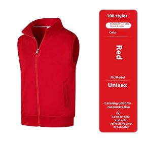 Vest Overalls Printing Net Coffee Catering Supermarket Volunteers (Option: 108 Style Red-S)