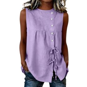 Loose-fit Sleeveless Shirt Blouse For Women (Option: Purple-S)