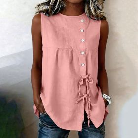 Loose-fit Sleeveless Shirt Blouse For Women (Option: Pink-S)