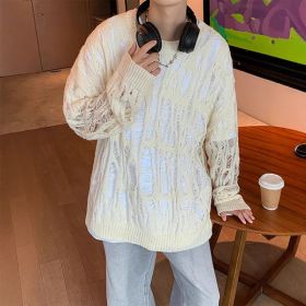 Early Spring Design Hollow Loose Thin Sweater (Option: Apricot-M)