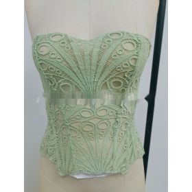 Sexy Hollow Out Corset Top Women Lace Double-layer Streetwear Party Club Corset Clothing (Option: Light Green-XS)