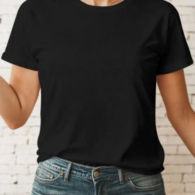 Casual Women's Round Neck Short Sleeve Sports Pure Cotton T-shirt (Option: Black-XS)