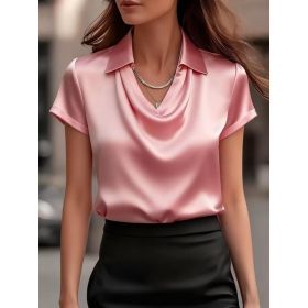 Simple Boat-neck Blouse For Women (Option: Pink-S)