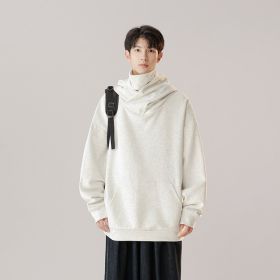 Hooded Turtleneck Sweater Men's Autumn Winter Couple Workwear Mechanical Style (Option: Snow Gray-M)