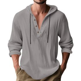 Hooded Casual Loose-fitting T-shirt Sweater For Men (Option: Gray-S)